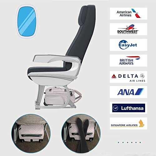 Innovative airplane seat design with various airline logos