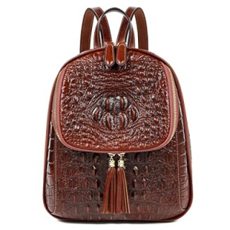 COOLCY Small Crocodile Leather Backpack Purse