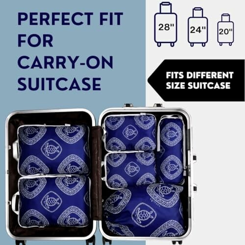 Packing cubes perfectly fitting in a carry-on suitcase.