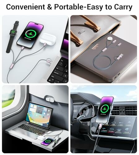 Portable charging solutions for smart devices in various settings.