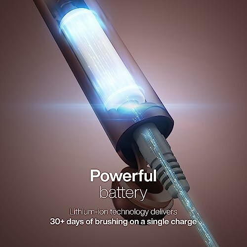 Electric toothbrush with powerful battery and lithium-ion technology.