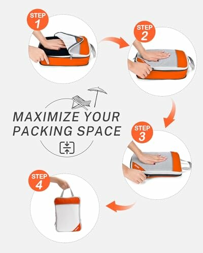 Step-by-step guide for using a packing cube to maximize space.