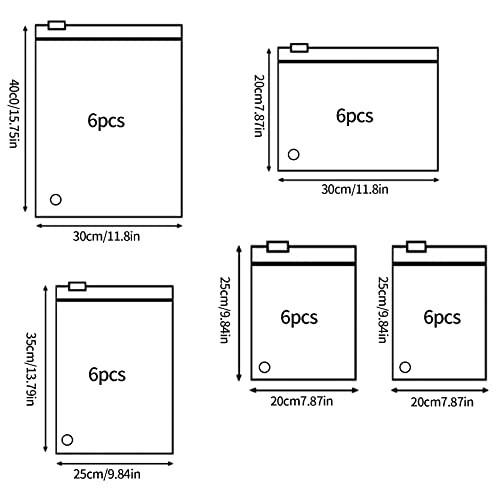 Diagram of reusable storage bags with dimensions and quantities.