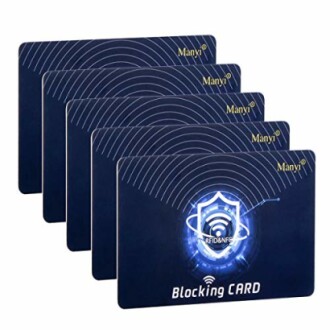 Set of RFID blocking cards with shield logo