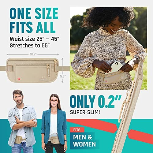 Slim waist bag, one size fits all, suitable for men and women.