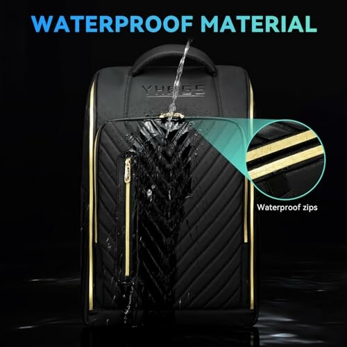 Black backpack with waterproof material and zippers